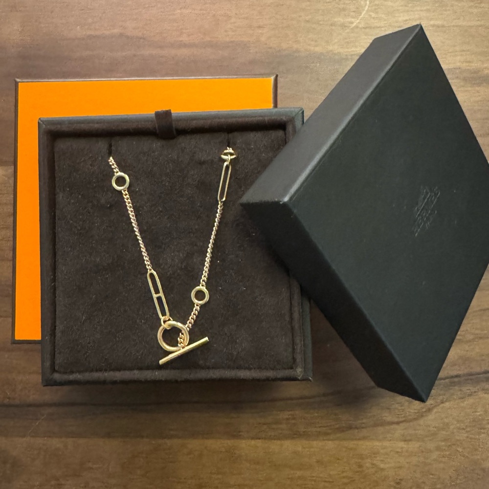 Hermès 18K Rose Gold Echappee Necklace ST